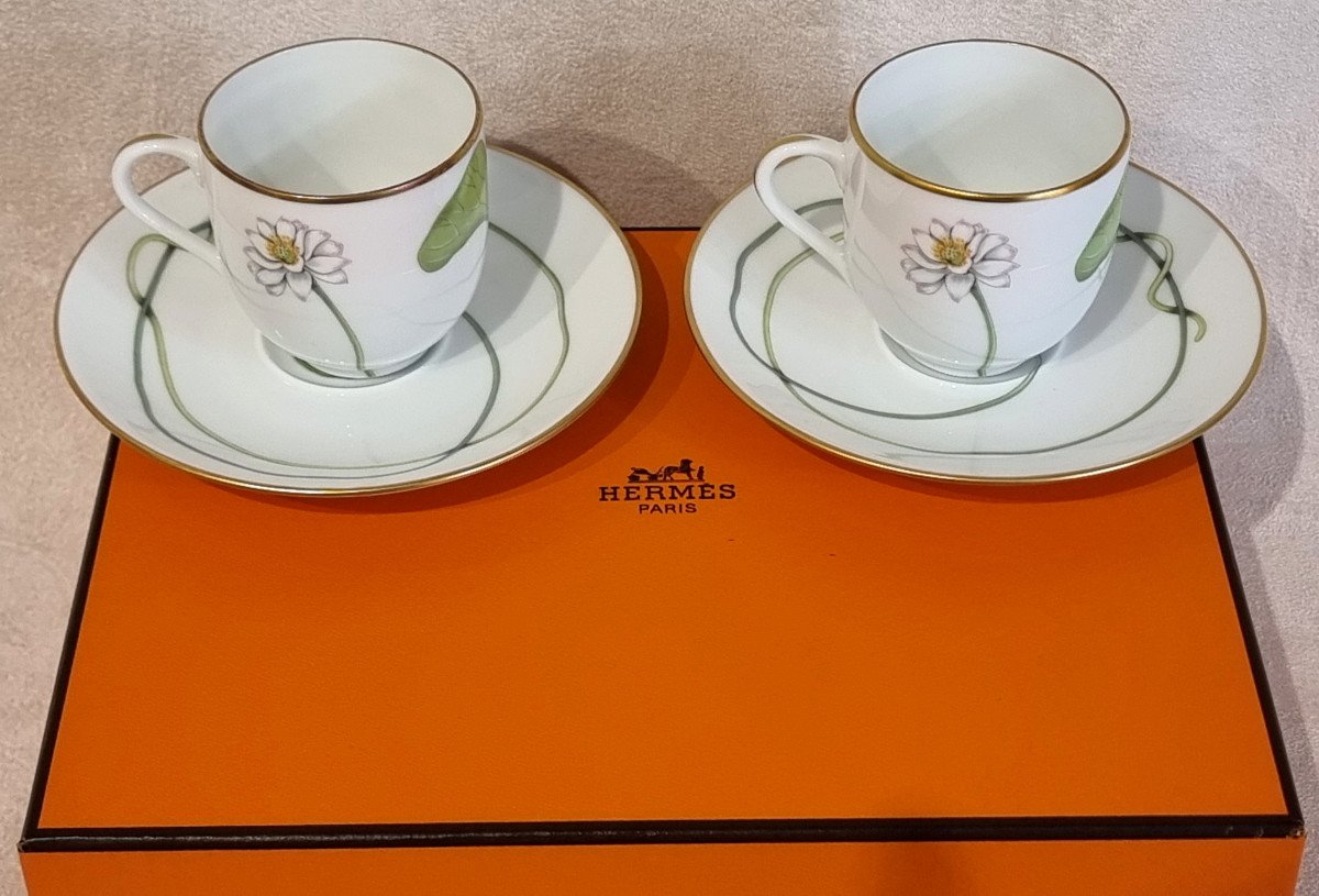 Hermès Nil Pair Of Porcelain Coffee Cups-photo-2