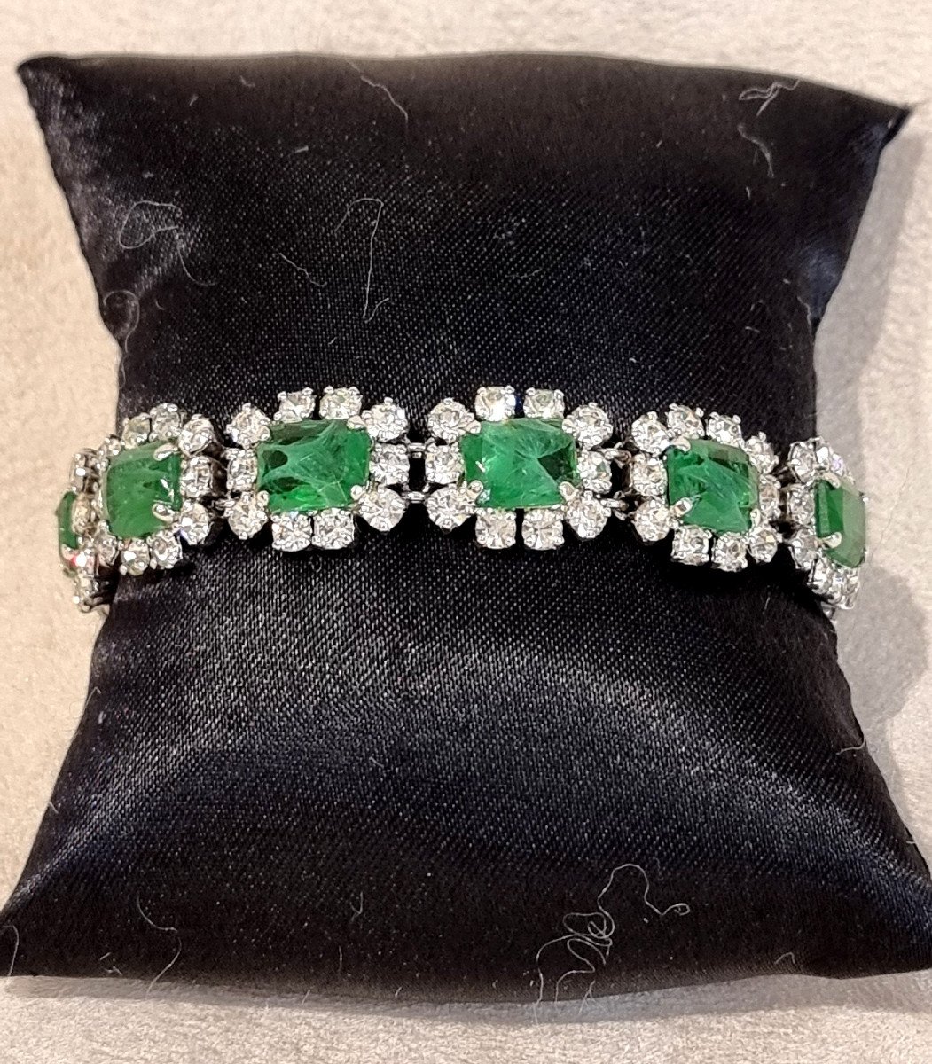 Christian Dior Bracelet Cristal Clair Et Couleur 1974  -photo-3