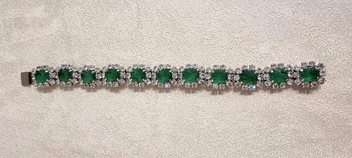 Christian Dior Clear And Colored Crystal Bracelet 1974  -photo-3