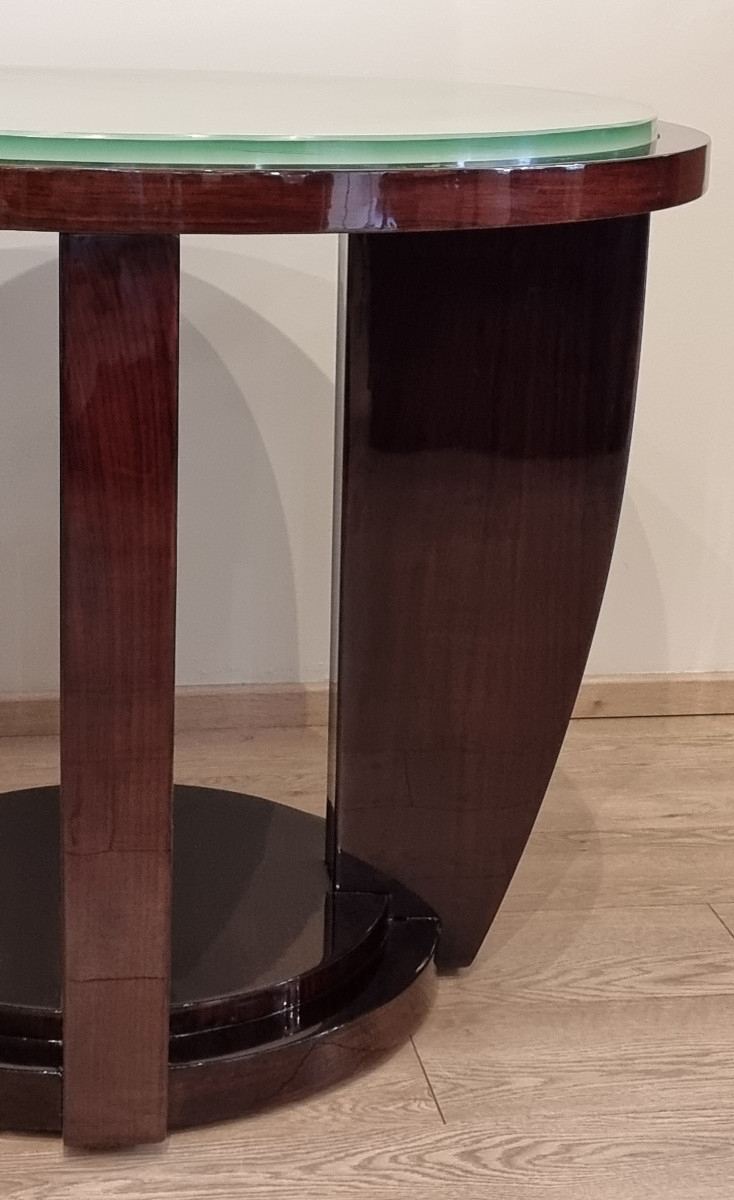 Important Rosewood & Slab Pedestal Table By Saint Gobain 1940-1950-photo-3