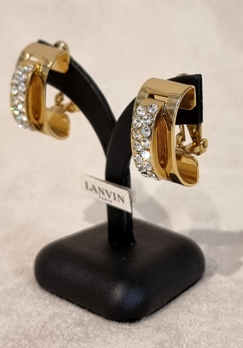 Lanvin Pair Of Gold Metal And Crystal Ear Clips -photo-1
