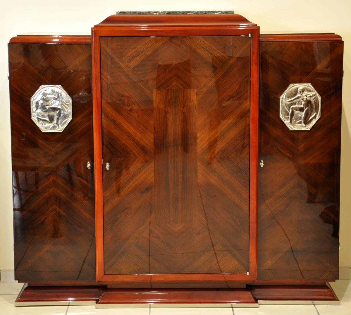 Jean Desnos Cabinet Palissandre Et Amarante Art Deco 1930-photo-3