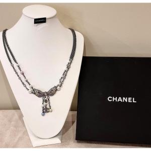 Chanel Crystal And Pearl Butterfly Necklace