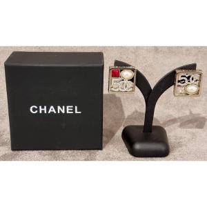 Chanel Pair Of Crystal Colored Earrings