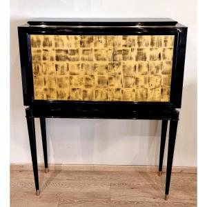 Maurice Jallot Bureau De Pente Laque Noire & Feuille d'Or 1940