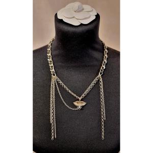 Chanel Crystal Leather Mouth Necklace