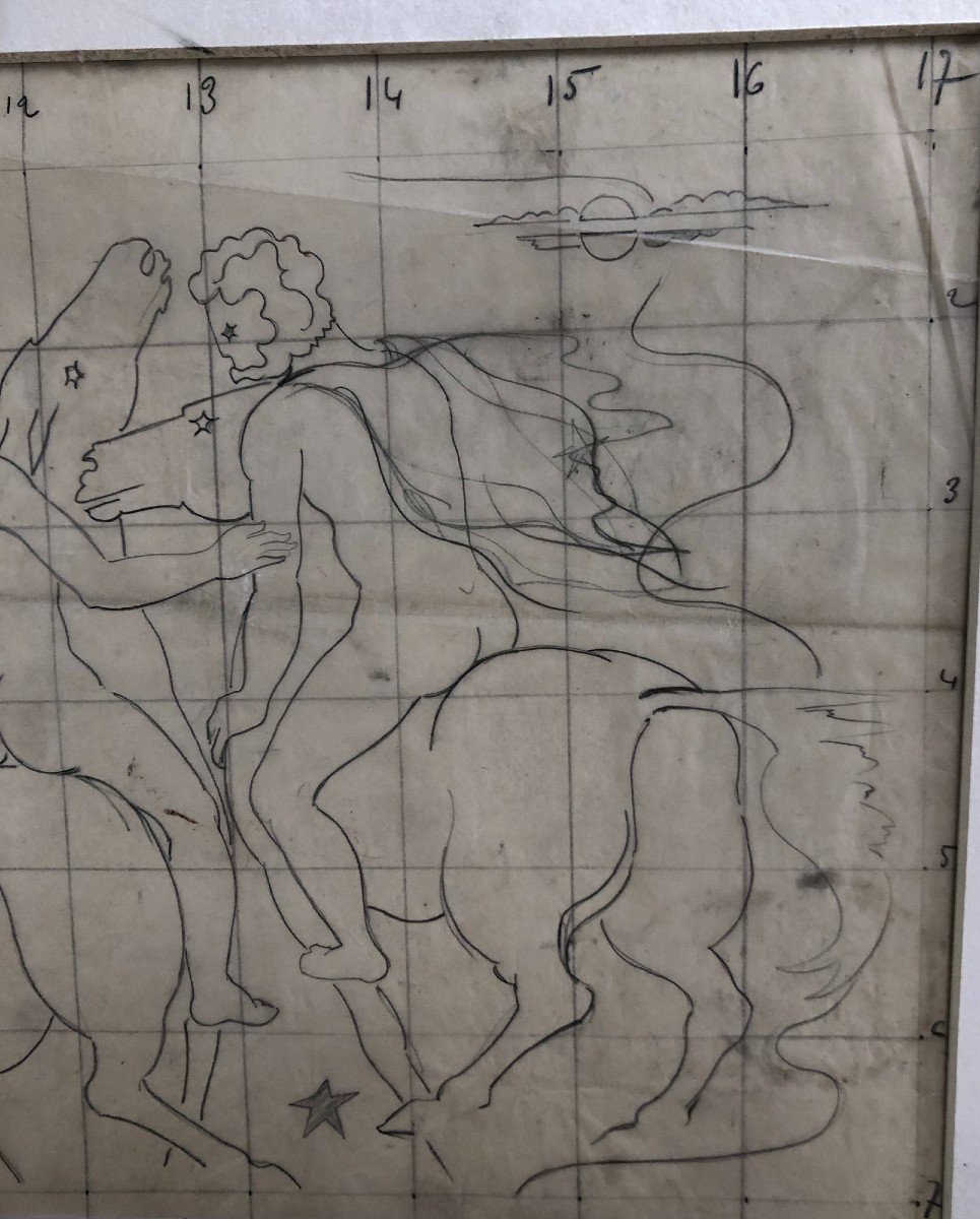 Preparatory Drawing Rodolphe Caillaux, Allegorical Subject With Cupids-photo-3