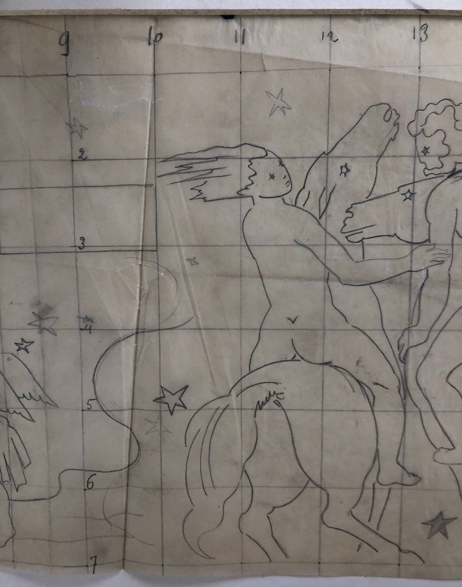 Preparatory Drawing Rodolphe Caillaux, Allegorical Subject With Cupids-photo-4