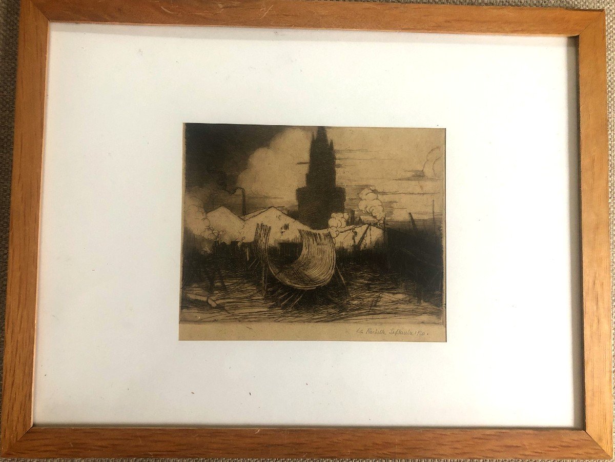 Etching From The La Pallice Shipyards, La Rochelle 1920-photo-4