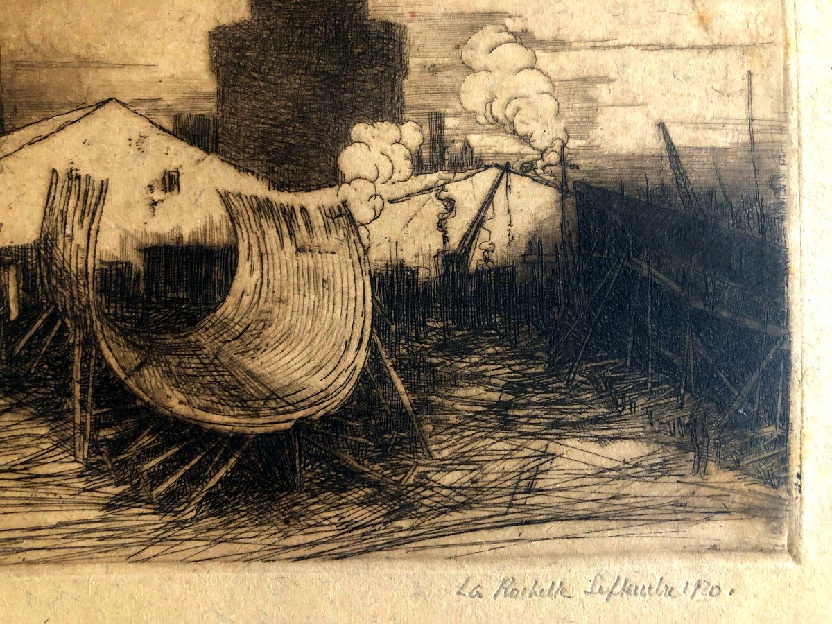 Etching From The La Pallice Shipyards, La Rochelle 1920-photo-1