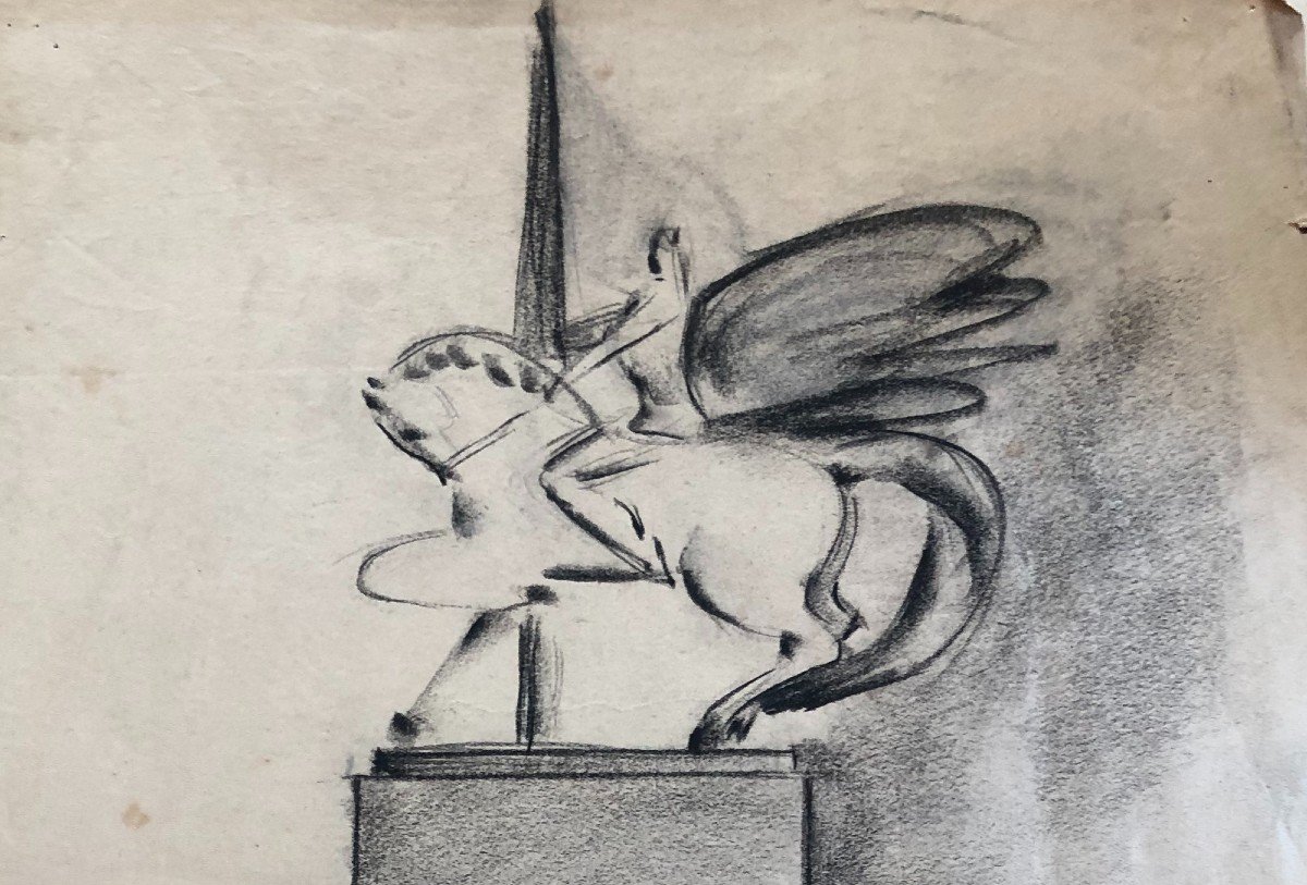 Heroic Drawing By Pikko Nikolitch Circa 1940 -photo-2