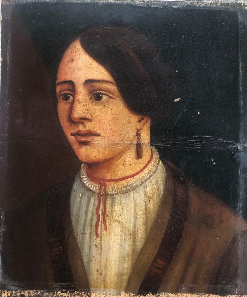 Portrait Of A Woman 19th Century In The American Primitive  Style -photo-4