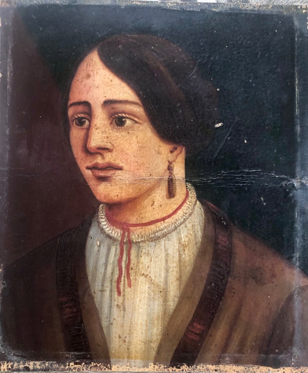 Portrait Of A Woman 19th Century In The American Primitive  Style -photo-5