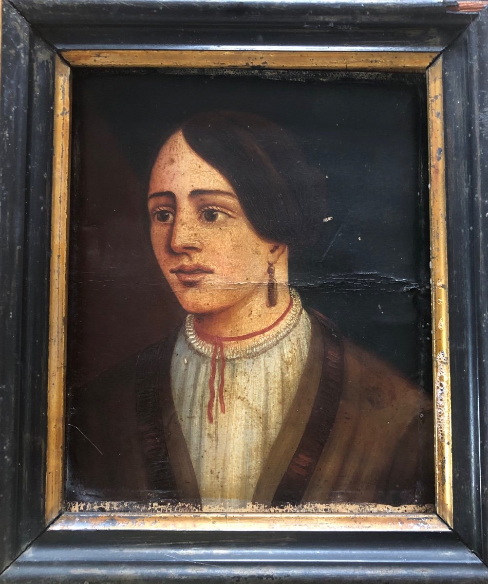 Portrait Of A Woman 19th Century In The American Primitive  Style 