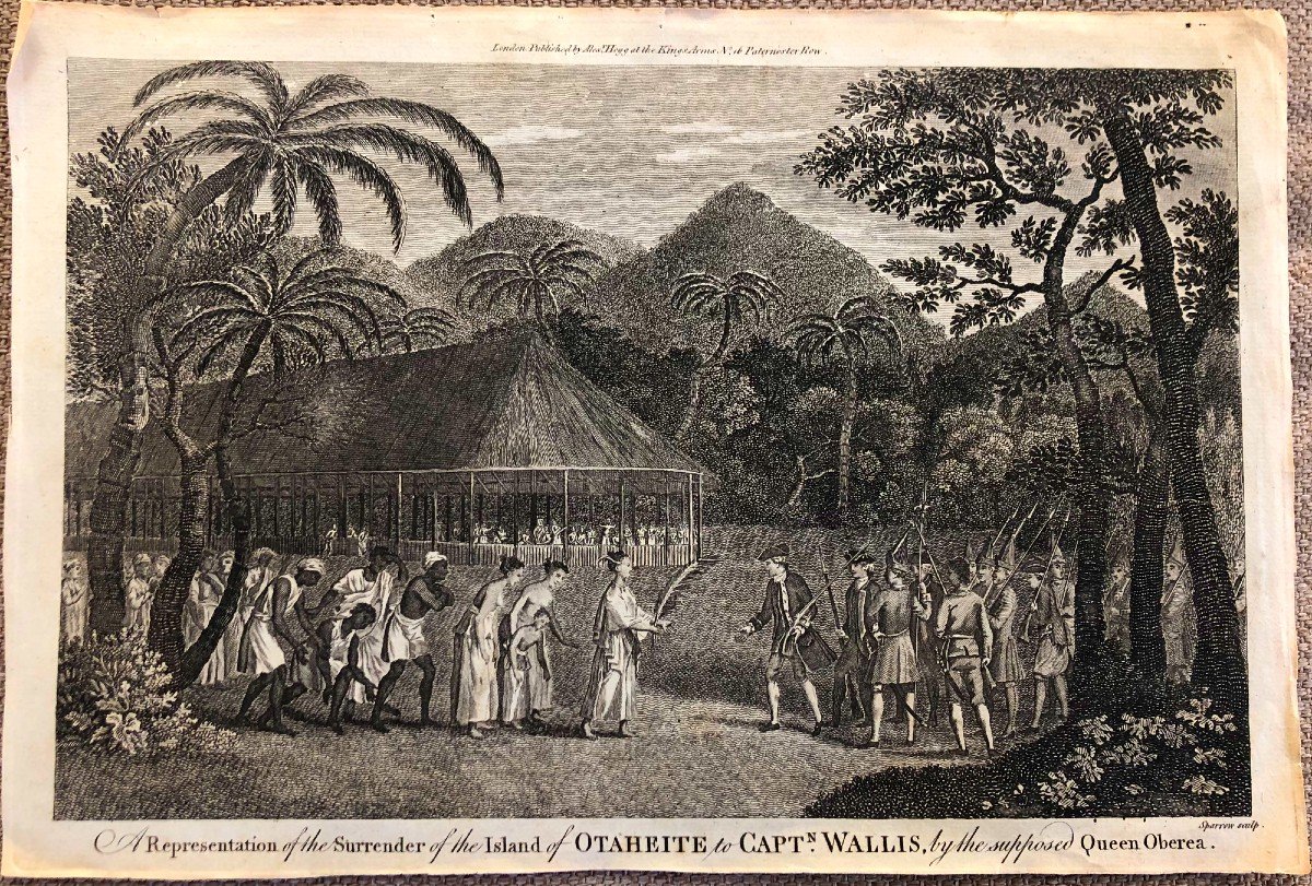 Gravure Du Capitaine Wallis  Sur l'Ile De Otaheite ( Tahiti) XVIII De  Jean Godefroy-photo-3