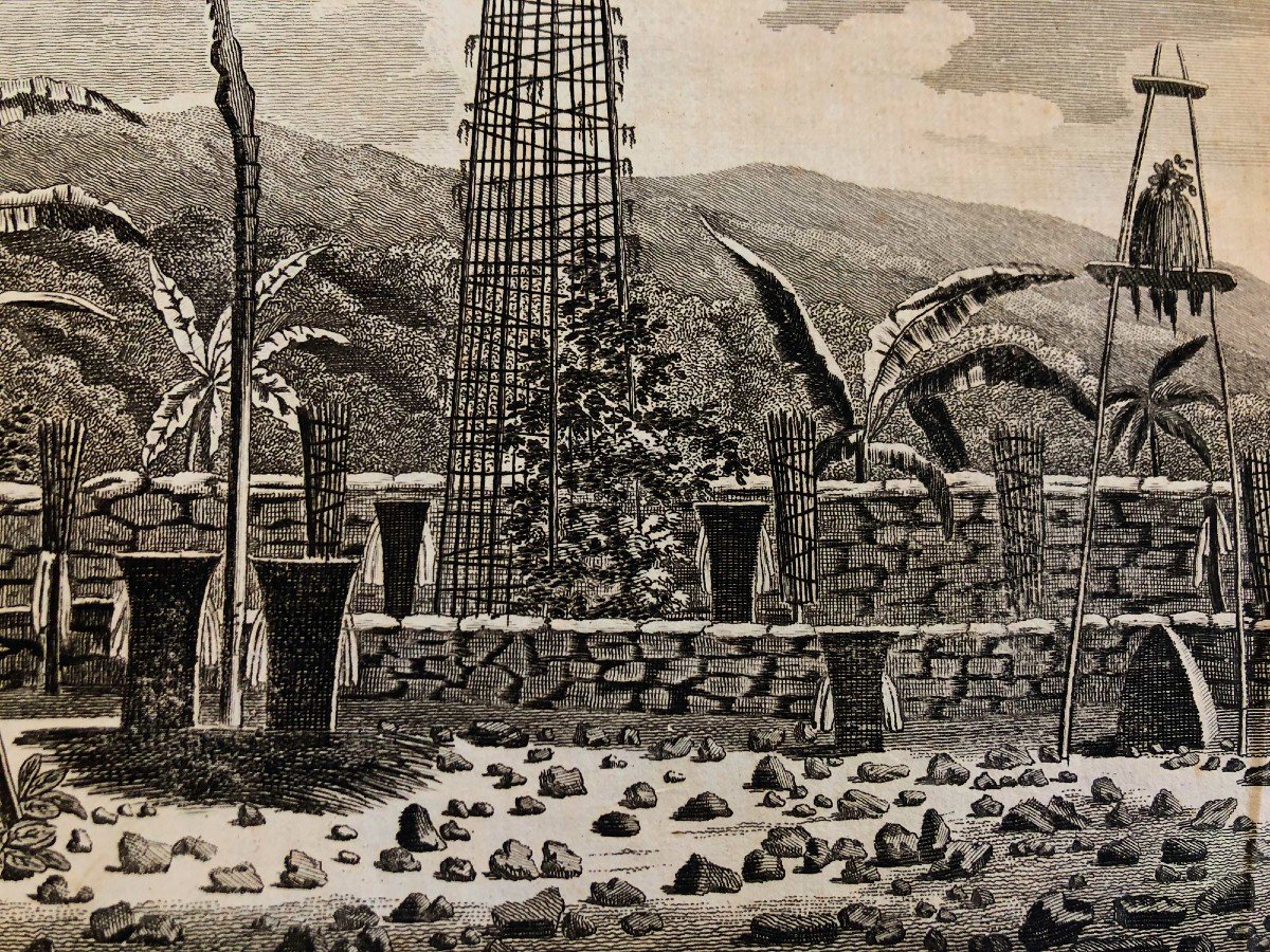 Vue d'Un Amoral Ou Lieu d'Inhumation à Atooi , Une Des Iles Sandwich 1778 Voyages de Cook -photo-3