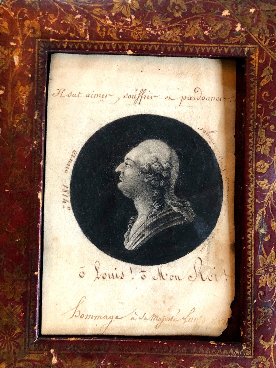 Dessin Portrait De Louis XVI Au Temple 1814, Provenance Roi d'Araucanie Et De Patagonie-photo-4