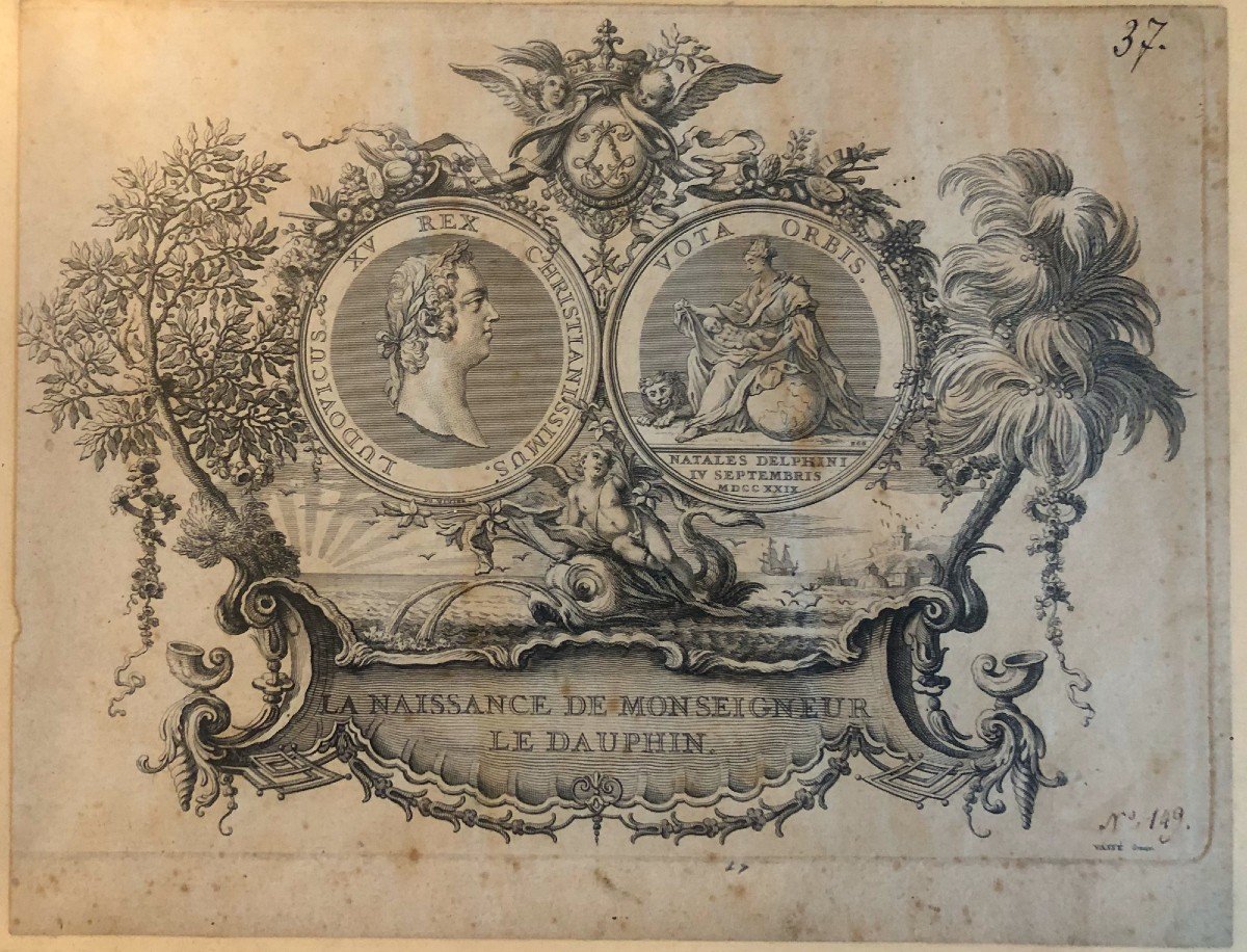 La Naissance De Monseigneur  Le  Dauphin Louis XV  Gravure -photo-3