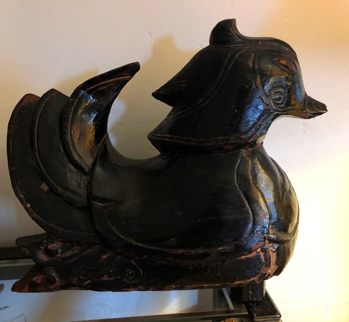 Mandarin Duck Lacquered Wood Qing  China