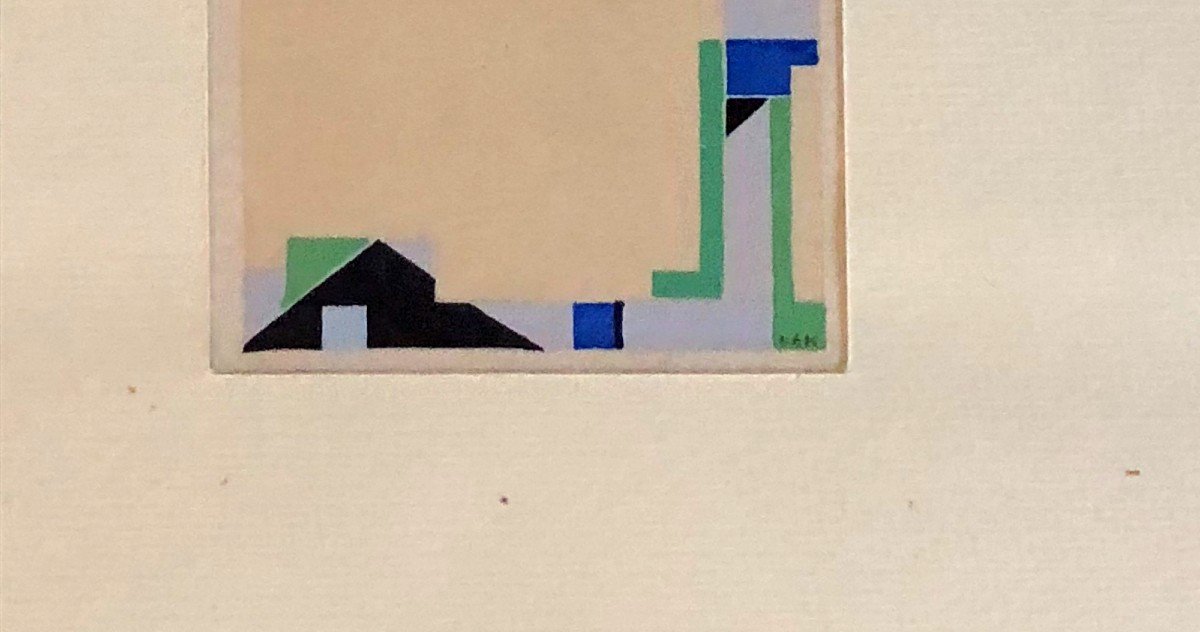 Constructivist Miniature Gouache 1960s-photo-3