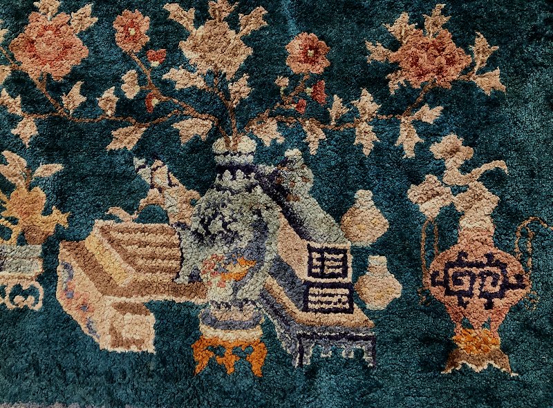 Tapis Chine Pekin XX Soie Sur Soie Aux Motifs De Bouquet -photo-4