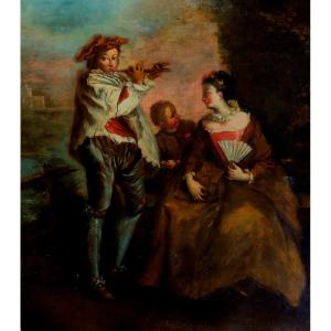 Courteous Scene In The Style Of Nicolas Lancret