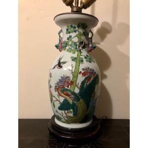 Pied De Lampe Canton  Famille Verte Chine XX