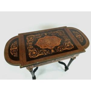 19th Century Marquetry Table With Extensions