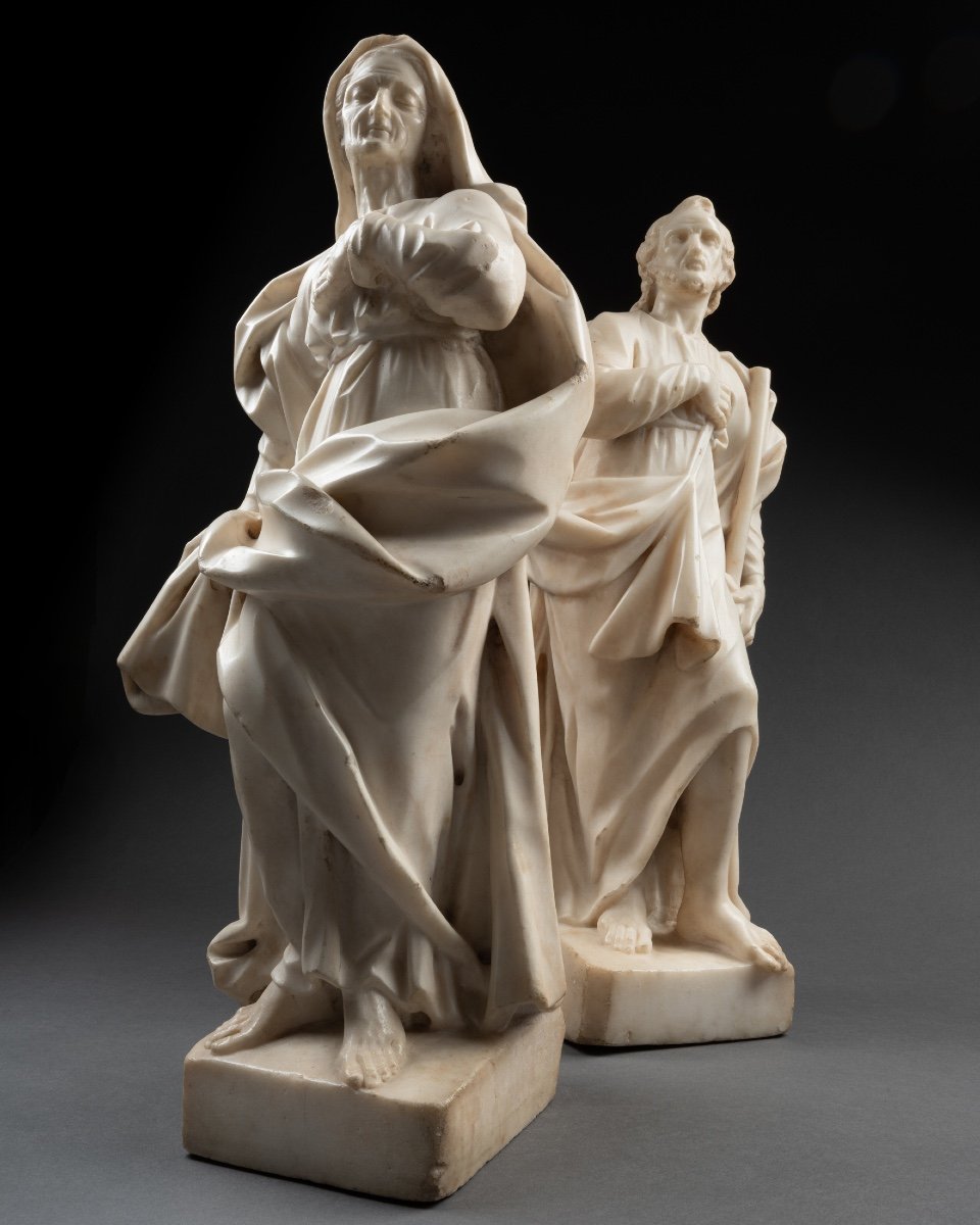 Saint Anne And Saint Joachim In Marble - Italy - XVIIth Century-photo-2