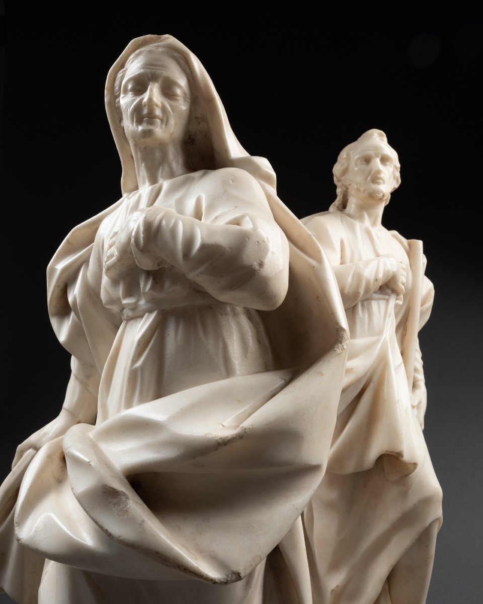 Sainte Anne Et Saint Joachim En Marbre - Italie - XVIIe Siècle-photo-3