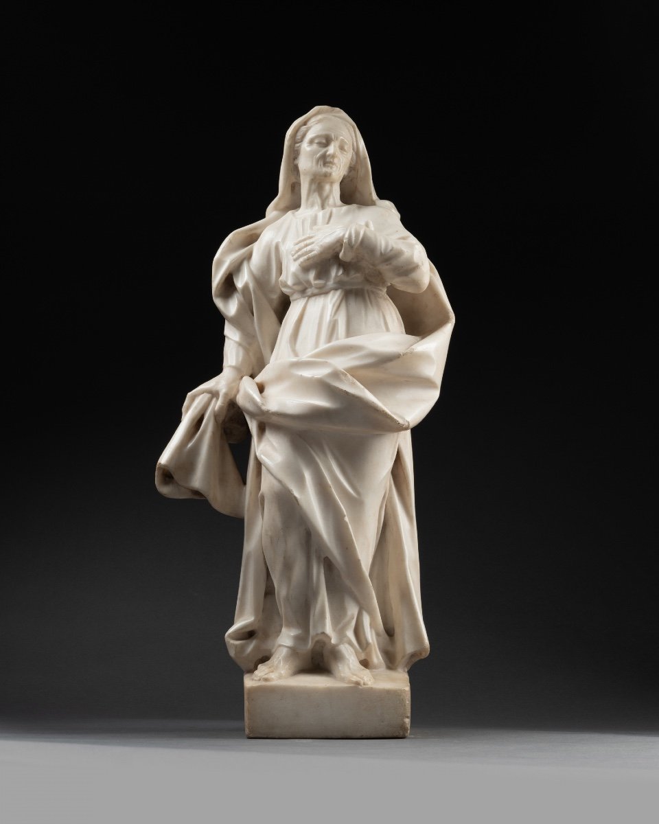 Saint Anne And Saint Joachim In Marble - Italy - XVIIth Century-photo-4