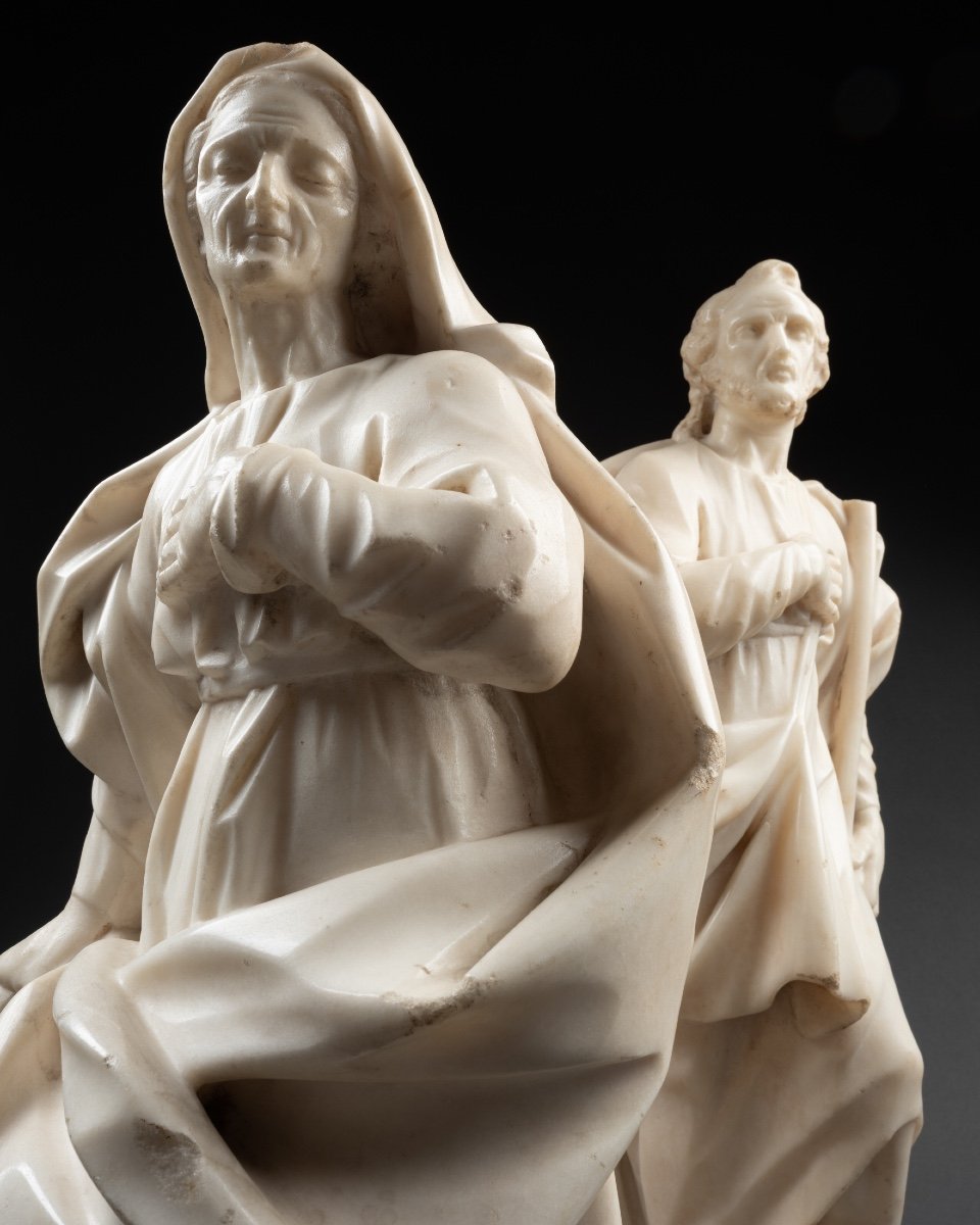 Saint Anne And Saint Joachim In Marble - Italy - XVIIth Century-photo-2