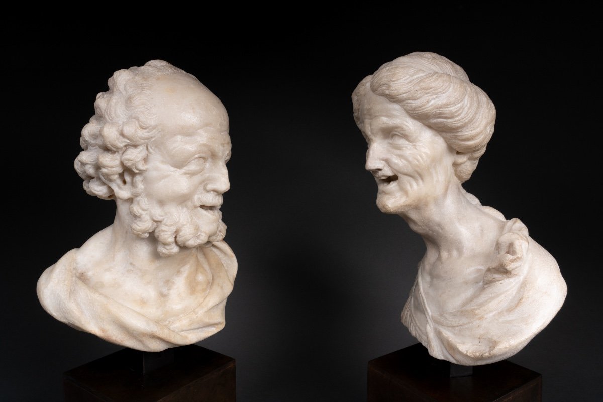 Pair Of Marble Busts - Italy - Late 17th Century-photo-3