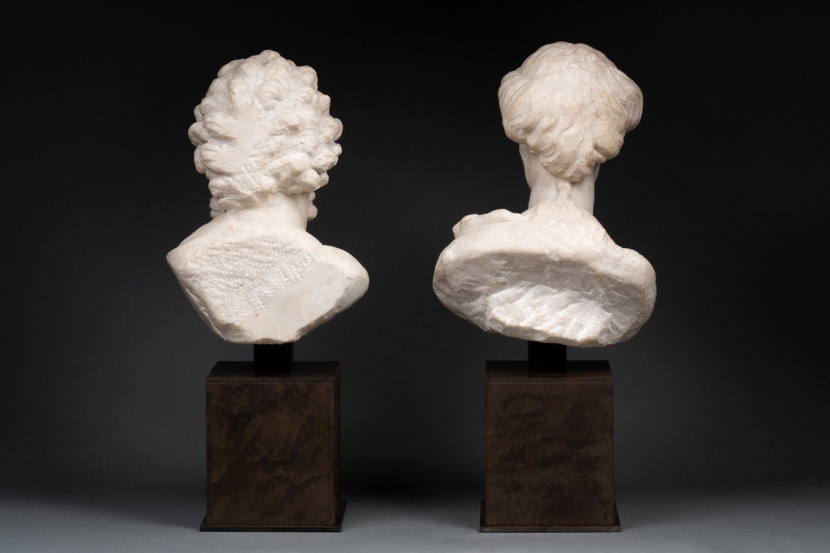 Pair Of Marble Busts - Italy - Late 17th Century-photo-8