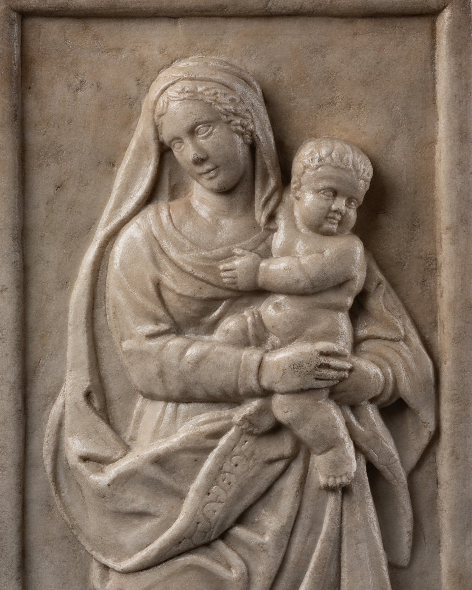 Vierge à l'Enfant En Bas-relief - Italie - XVIe Siècle-photo-2