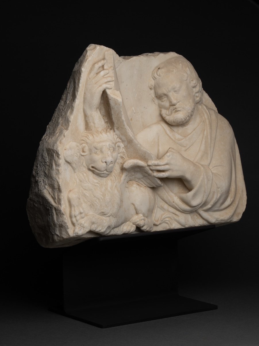 Saint Luke And Saint Mark In Marble - Italy - 14th Century-photo-3