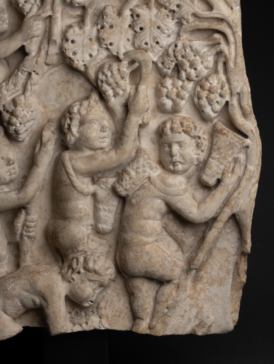 Bas-relief Of The Putti Grape Harvesters - Roman Empire - 4th Century Ad-photo-2