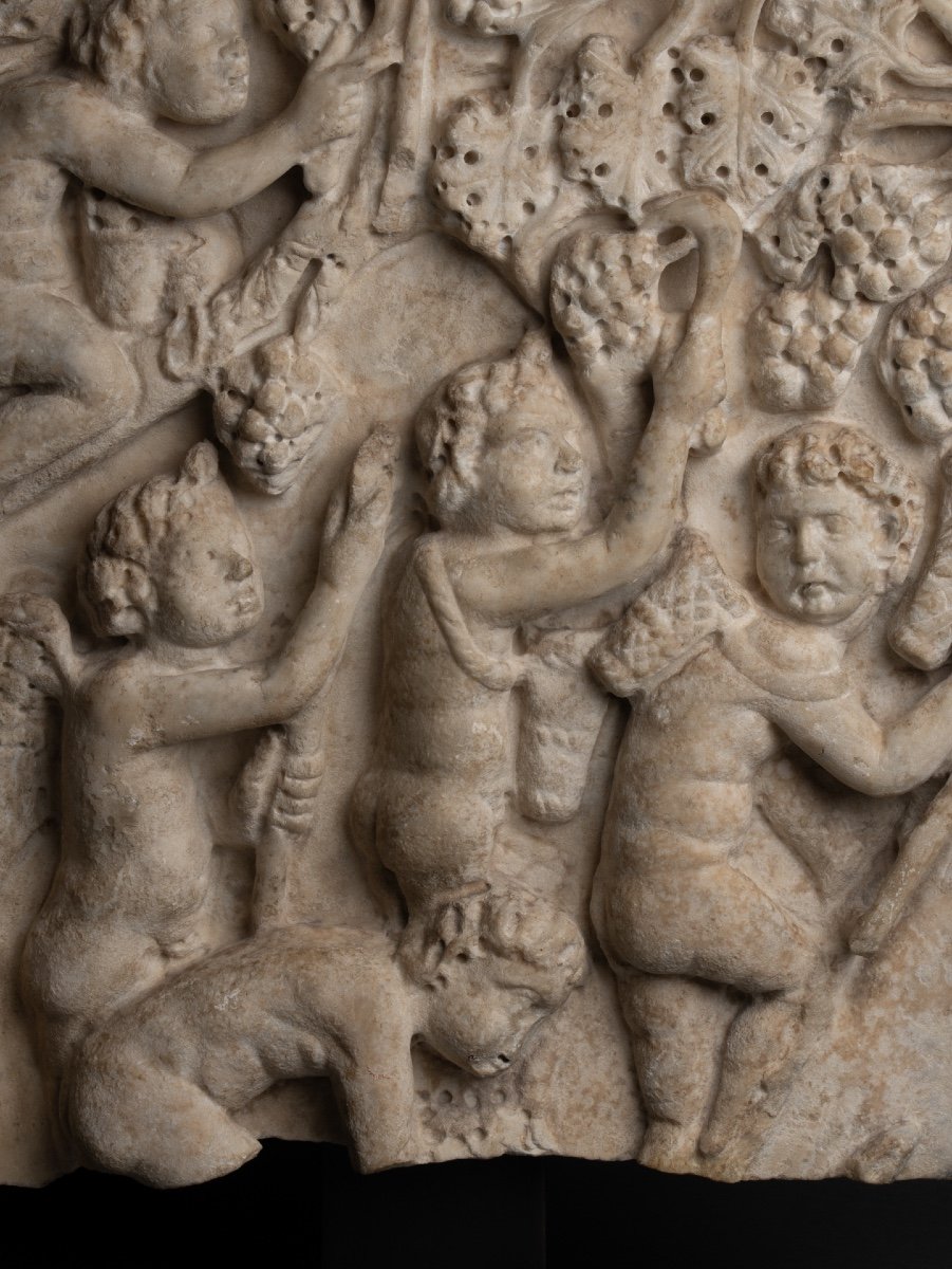 Bas-relief Of The Putti Grape Harvesters - Roman Empire - 4th Century Ad-photo-2