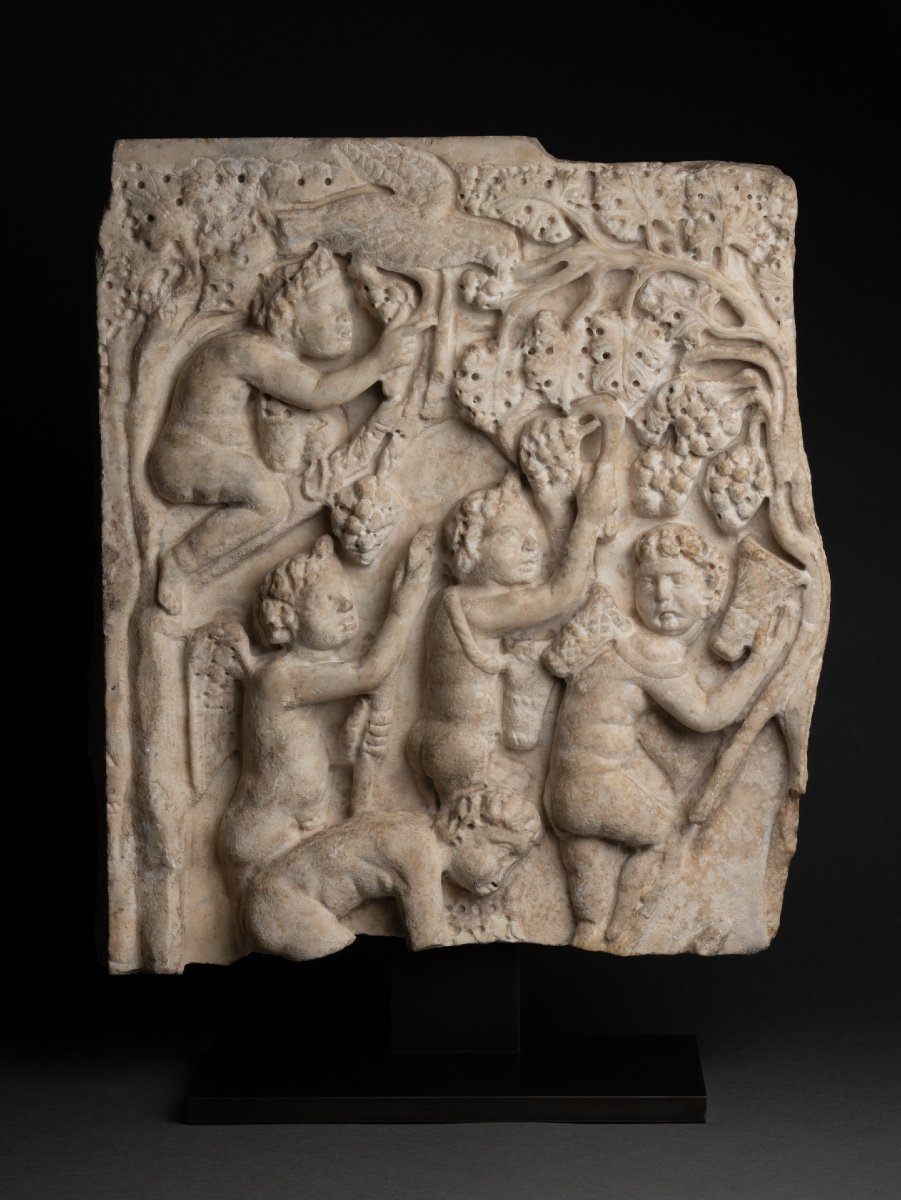 Bas-relief Of The Putti Grape Harvesters - Roman Empire - 4th Century Ad