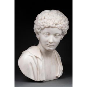 Bust Of Young Marcus Aurelius In Marble - France - 18th Century