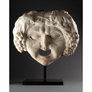 Mascaron Représentant Bacchus En Marbre - Italie - Fin XVIe Siècle