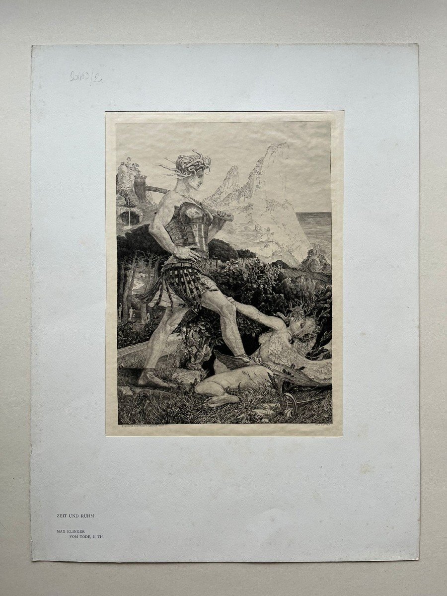 Max Klinger, Time And Glory, 1898, Original Etching And Aquatint-photo-3