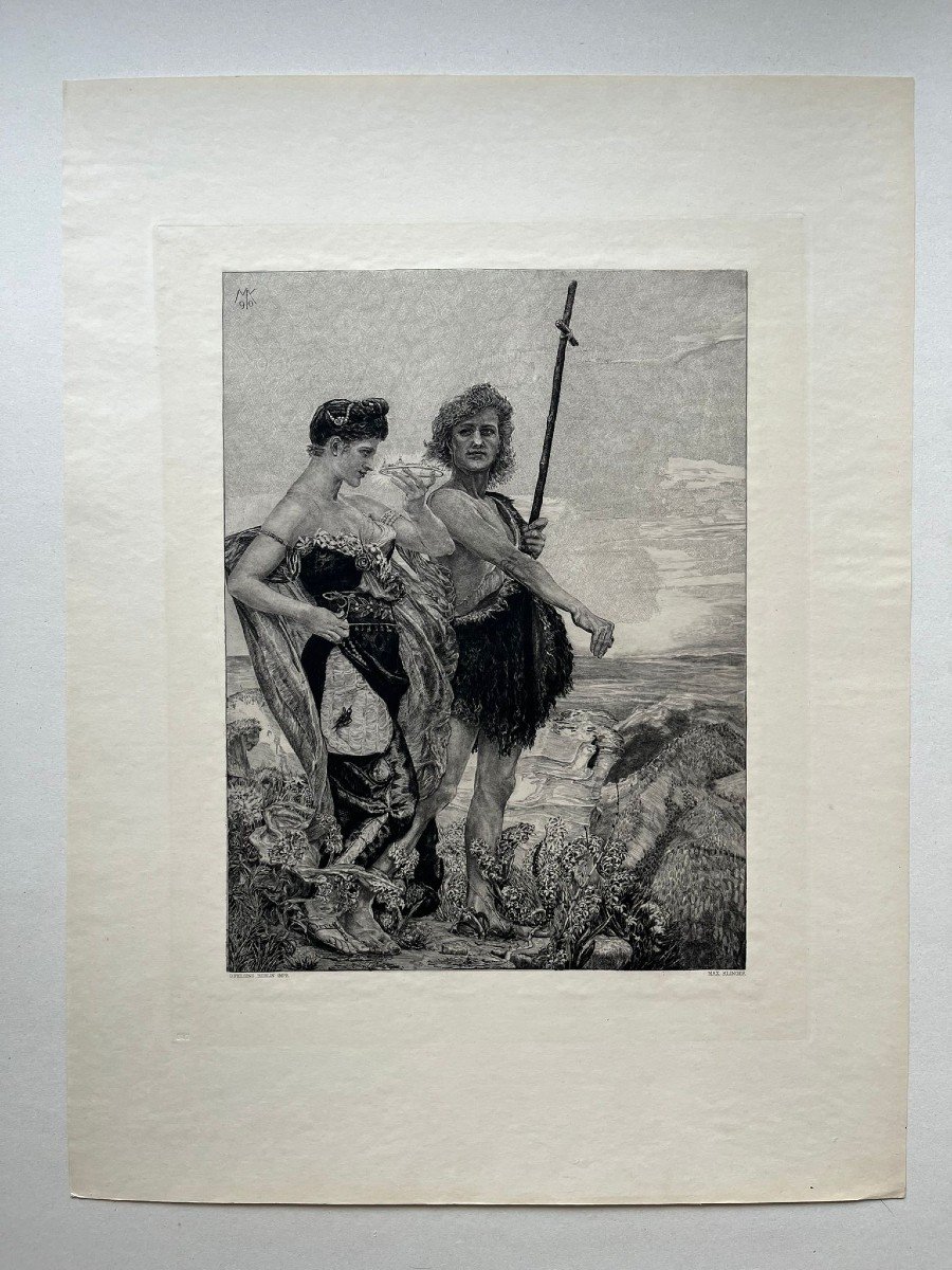 Max Klinger, Temptation, 1898, Original Etching And Aquatint-photo-3