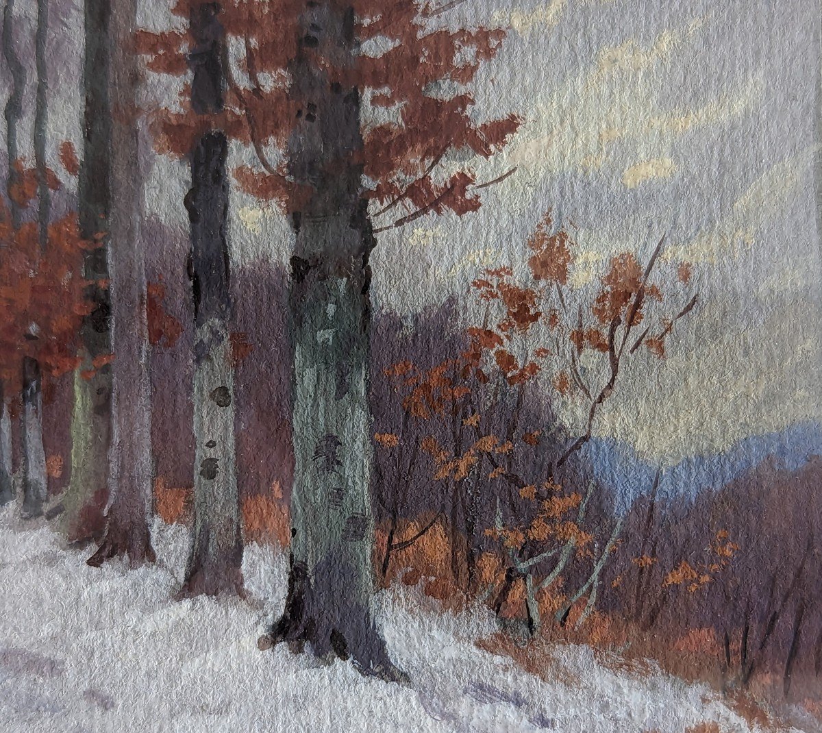 Georges Frédéric Rötig, Studies Of Trees Under The Snow, 1896, Watercolor And Gouache-photo-2