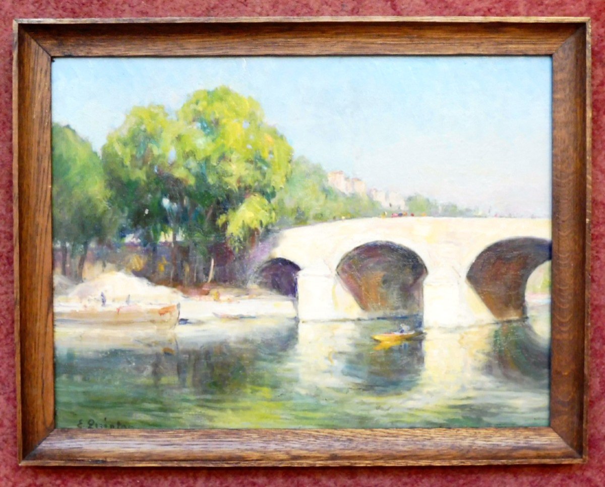 Edmond Quinton 1892-1969 The Pont Neuf Paris Oil On Panel