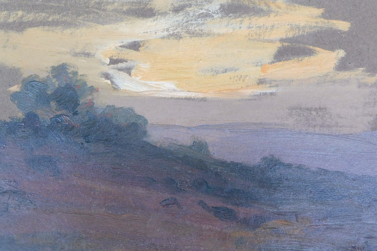 Georges Ricard-cordingley 1873-1939 Sunset In Mougins Oil On Paper-photo-3