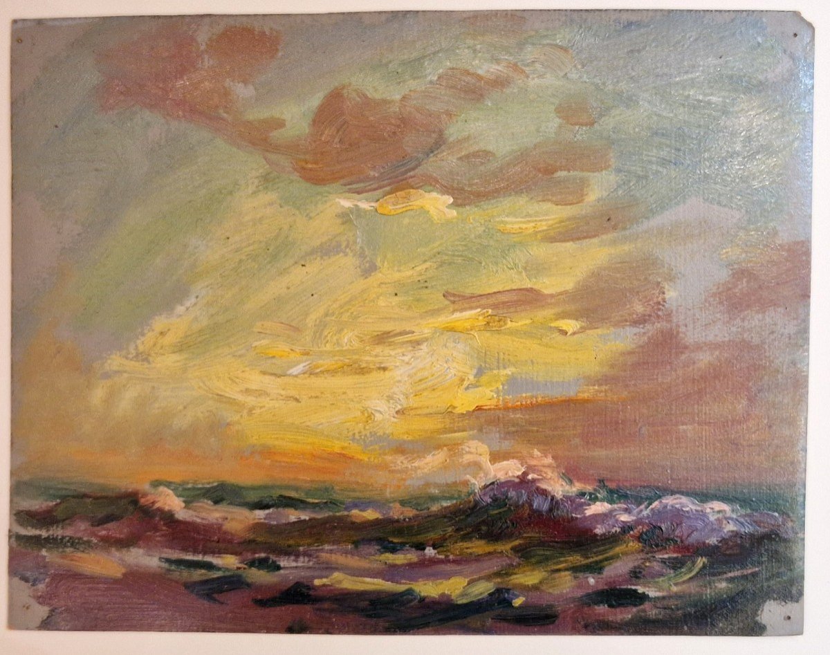 Georges Ricard-cordingley 1873-1939 Study Sky And Sea Oil On Paper