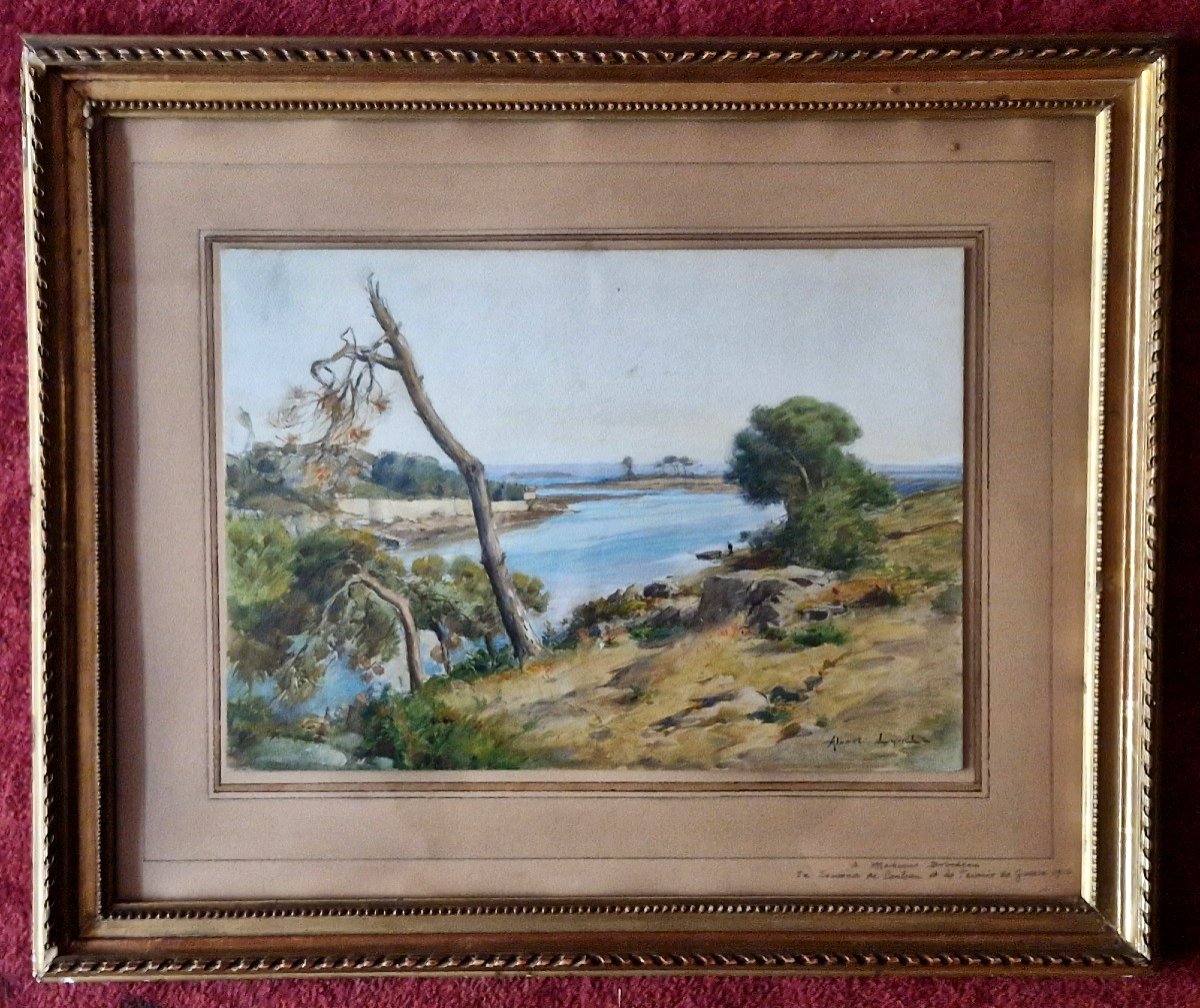 Albert Lynch 1860-1850  Conleau l'Estuaire De Vincin Bretagne Aquarelle