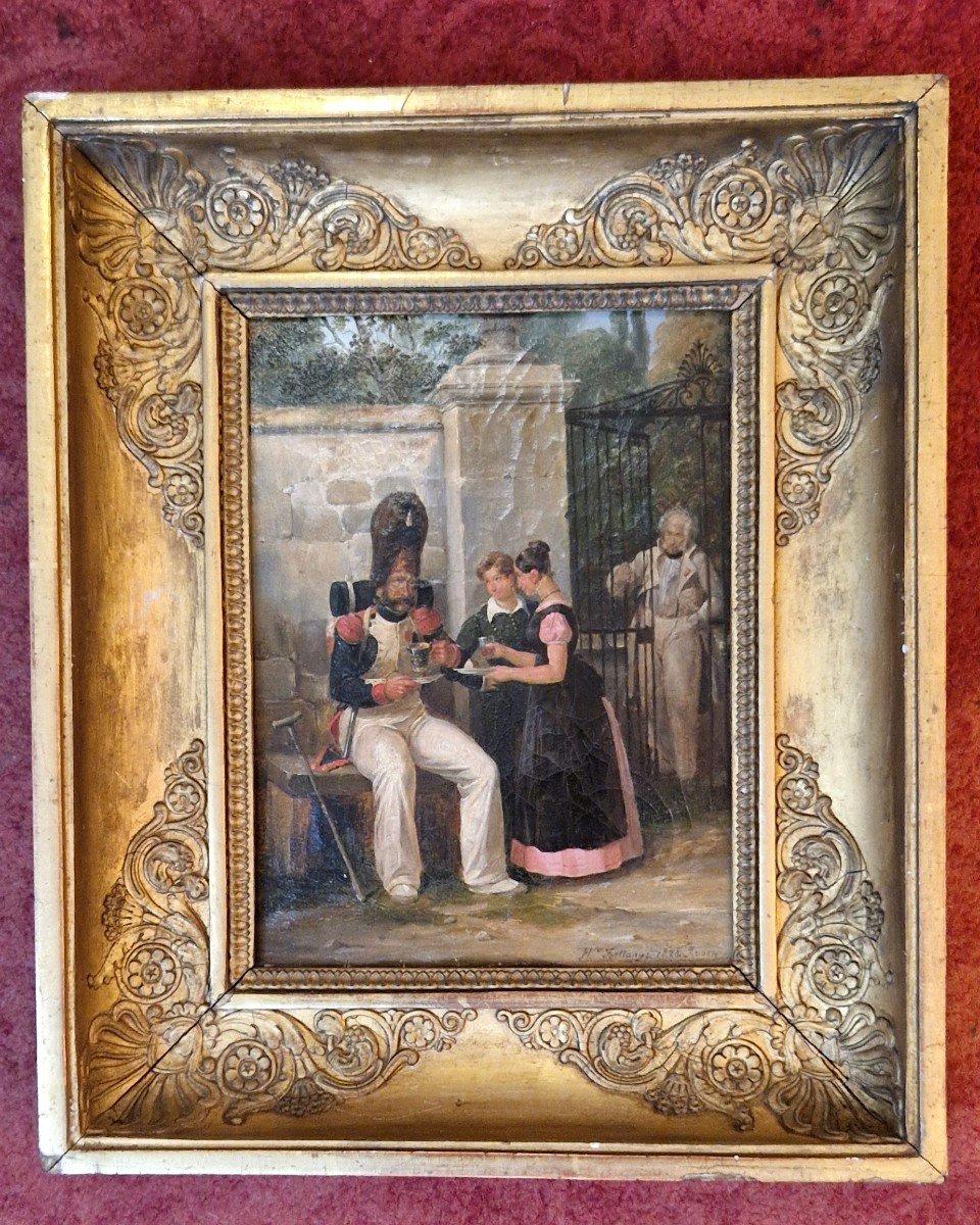 Hippolyte Bellangé 1800-1866 The Young Girls And The Grognard Oil On Canvas