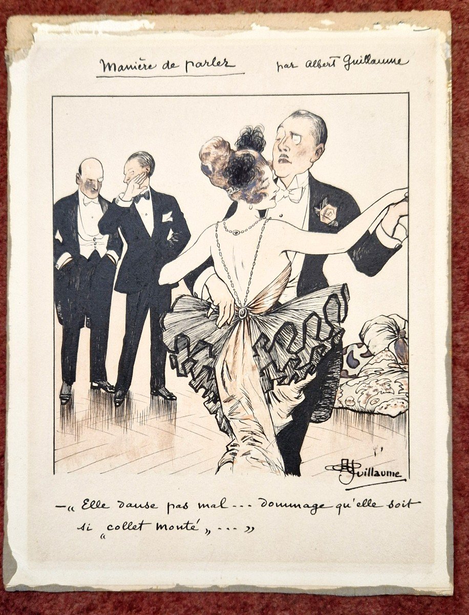 Albert Guillaume 1873-1942 Le Couple De Danseurs Dessin-photo-1